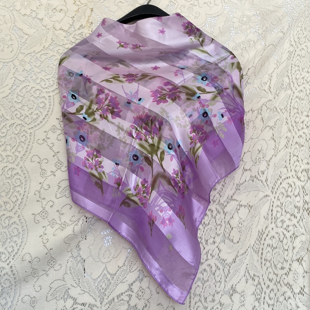 SALE 2/$27 3/$37 4/$45 Lavender Floral Square Fashion Accent Scarf